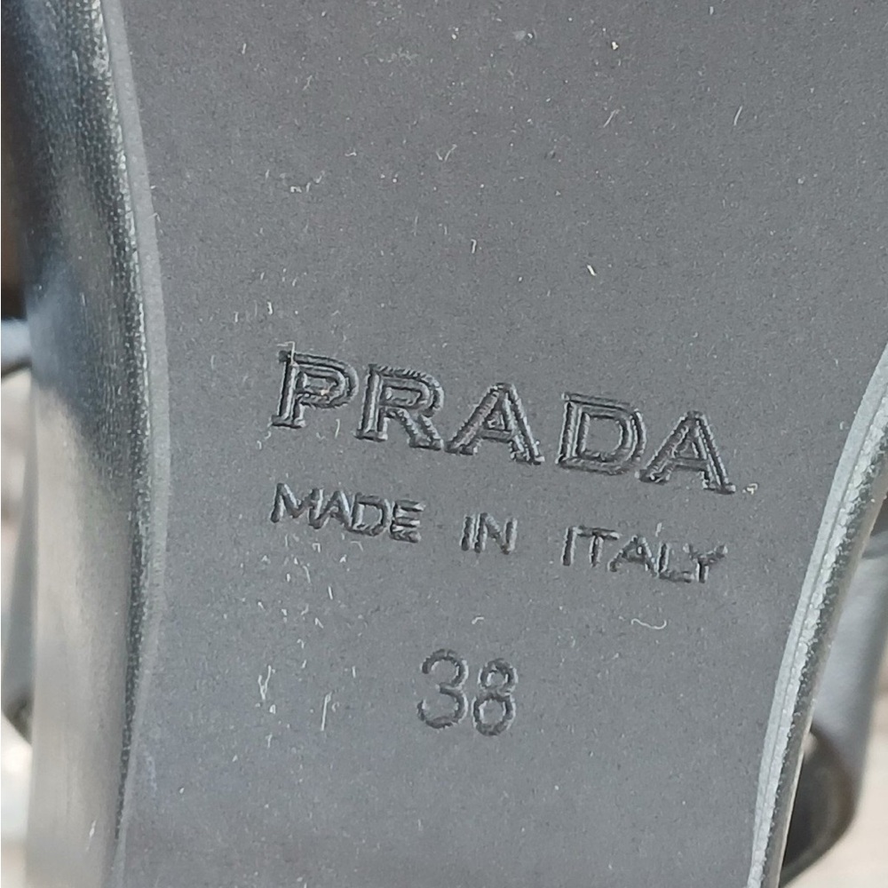 Prada Black Leather Wedge Sandals - Picture 7 of 8